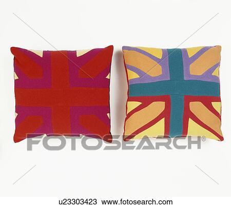 Close-up of patterned red and yellow cushions View Large Photo Image Stock Image - Close-up of patterned red and yellow cushions. Fotosearch