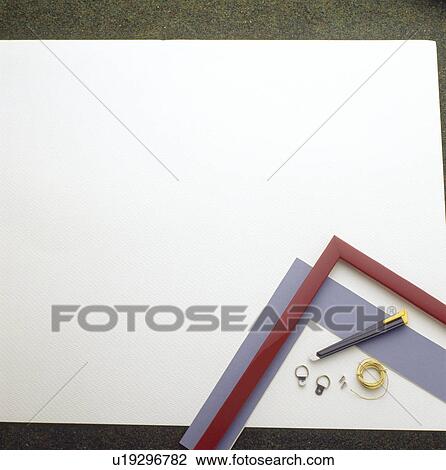 Stock Image - Close-up of picture-framing materials. Fotosearch