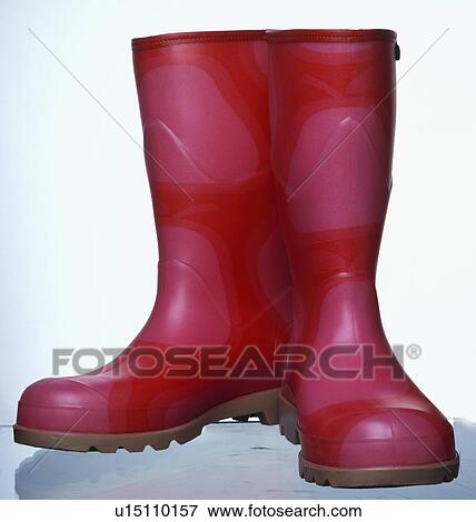 Close-up of red Wellington boots View Large Photo Image Stock Photo - Close-up of red Wellington boots. Fotosearch