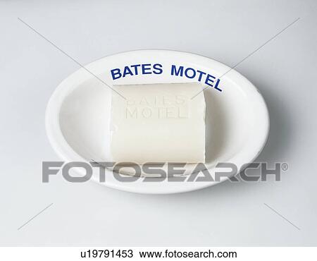 Stock Image - Close-up of soap on 'Bates Motel' soapdish. Fotosearch