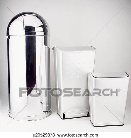 Close-up of stainless-steel domed waste-bin with two steel flip-top waste-bins View Large Photo Image Stock Image - Close-up of stainless-steel domed waste-bin with two steel flip-top waste-bins. Fotosearch