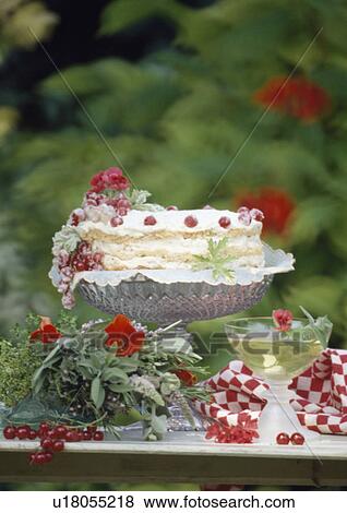 Close-up of strawberry and cream sponge cake on glass stand View Large Photo Image Stock Photo - Close-up of strawberry and cream sponge cake on glass stand. Fotosearch