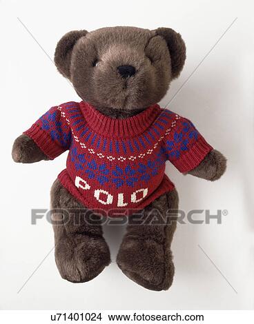 Close-up of teddy-bear wearing knitted "Polo" top View Large Photo Image Picture - Close-up of teddy-bear wearing knitted "Polo" top. Fotosearch