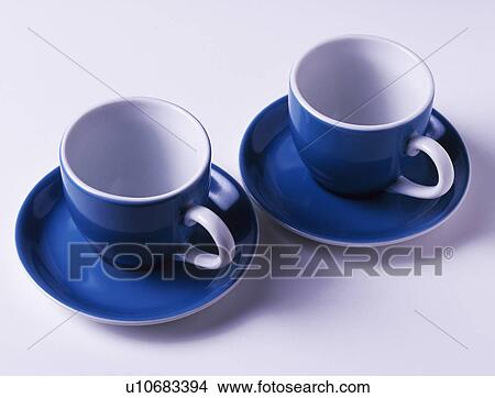 Close-up of two blue and white cups View Large Photo Image Picture - Close-up of two blue and white cups. Fotosearch