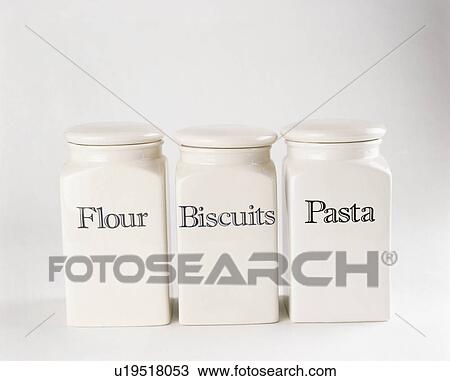 Close-up of white ceramic kitchen storage jars View Large Photo Image Stock Image - Close-up of white ceramic kitchen storage jars. Fotosearch
