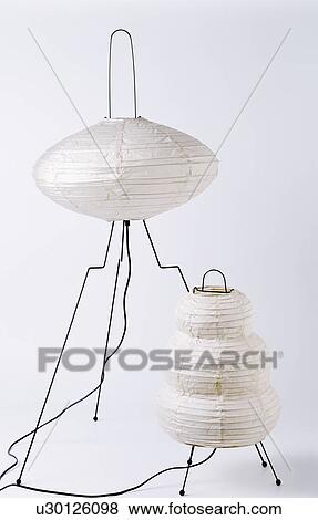 Close-up of white Japanese paper lamps View Large Photo Image Stock Photo - Close-up of white Japanese paper lamps. Fotosearch