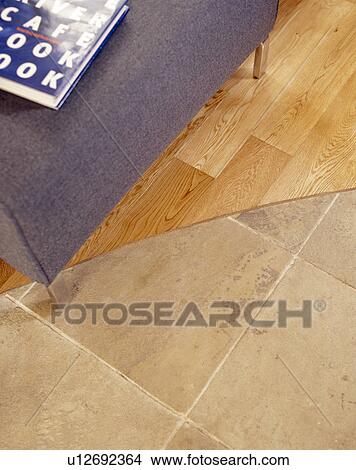 Close-up of wooden and limestone flooring View Large Photo Image Picture - Close-up of wooden and limestone flooring. Fotosearch