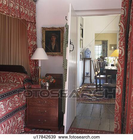 Country bedroom with door open to landing View Large Photo Image Stock Photo - Country bedroom with door open to landing. Fotosearch