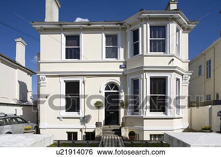 Detached white Georgian townhouse View Large Photo Image Stock Photograph - Detached white Georgian townhouse. Fotosearch