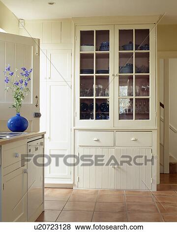 Fitted Cream Dresser In Country Kitchen Stock Photo U20723128