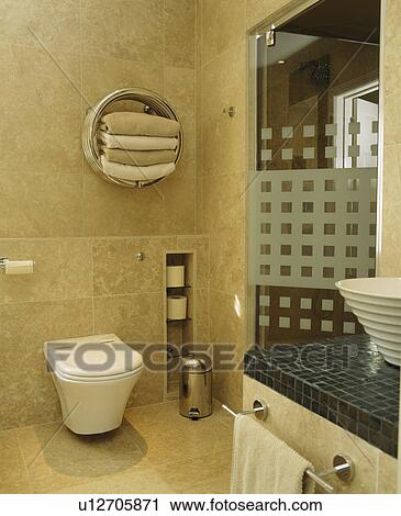 Modern bathroom with glass doors on shower cabinet View Large Photo Image Stock Image - Modern bathroom with glass doors on shower cabinet. Fotosearch