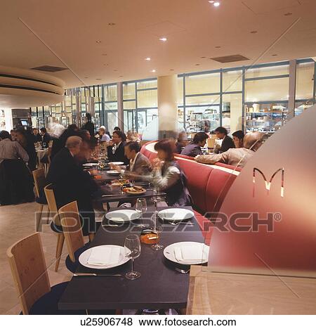 People Dining In Mezzo Designed By Terence Conran Stock Photo U Fotosearch