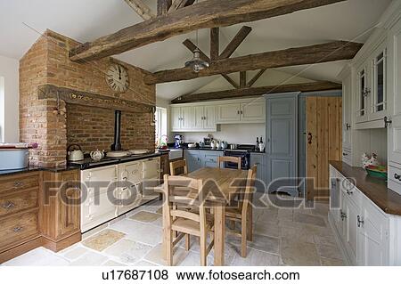 Reclaimed Antique Stone Flooring And Wooden Table Chairs In Reclaimed Antique Stone Flooring And