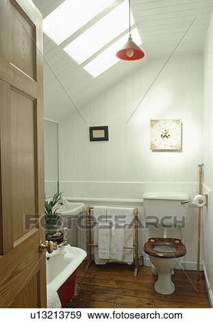 Small modern white country bathroom View Large Photo Image Stock Photo - Small modern white country bathroom. Fotosearch