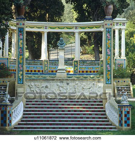 Spanish-style ceramic tiles on columns and pillars with steps up to classical frieze View Large Photo Image Stock Image - Spanish-style ceramic tiles on columns and pillars with steps up to classical frieze. Fotosearch