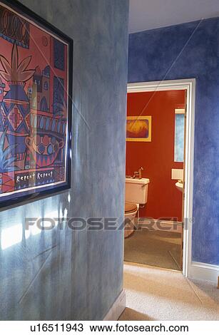 Sponge-effect wall in modern blue hall View Large Photo Image Stock Image - Sponge-effect wall in modern blue hall. Fotosearch
