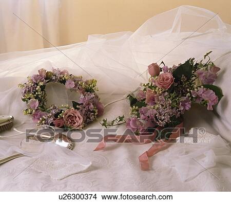 Still-Life of bridesmaid's bouquet of pink flowers and fresh floral head-piece View Large Photo Image Picture - Still-Life of bridesmaid's bouquet of pink flowers and fresh floral head-piece. Fotosearch