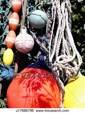 Stock Photograph - Still-Life of colourful plastic fishermen's floats. Fotosearch