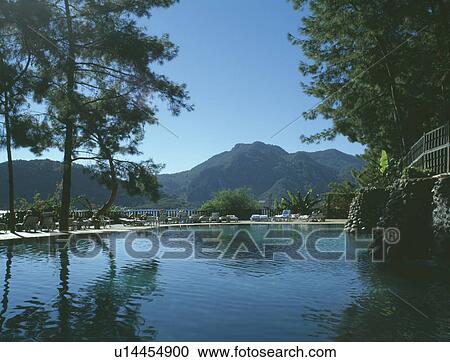 Trees beside natural swimming pool in Turkey with mountains in the background View Large Photo Image Stock Image - Trees beside natural swimming pool in Turkey with mountains in the background. Fotosearch