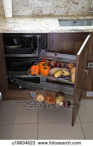 Vegetables stored in kitchen corner cupboard View Large Photo Image Stock Image - Vegetables stored in kitchen corner cupboard . Fotosearch