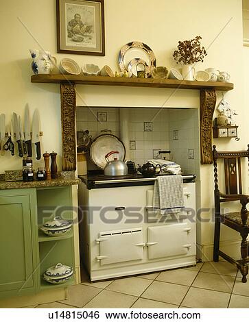 White Aga oven in country kitchen View Large Photo Image Stock Photograph - White Aga oven in country kitchen. Fotosearch