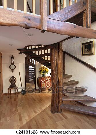 Wooden floor and stairs in traditional hall View Large Photo Image Stock Photo - Wooden floor and stairs in traditional hall. Fotosearch