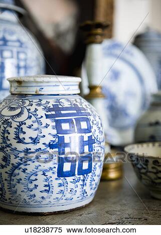 Close-up of blue Chinese ginger jar View Large Photo Image Stock Photography - Close-up of blue Chinese ginger jar. Fotosearch