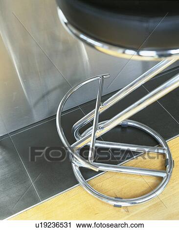 Close-up of chrome and leather stool View Large Photo Image Stock Image - Close-up of chrome and leather stool. Fotosearch