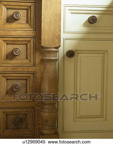 Close-up of cream and wood kitchen units View Large Photo Image Stock Photography - Close-up of cream and wood kitchen units. Fotosearch