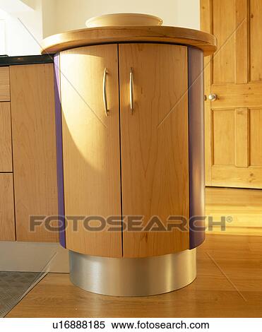 Close Up Of Curved Fitted Kitchen Cupboard Doors Stock Photography