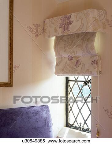 Close-up of floral blind on lattice window View Large Photo Image Stock Photography - Close-up of floral blind on lattice window. Fotosearch