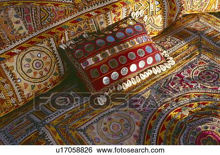 Close-up of intricately embroidered traditional Rajastani cushions View Large Photo Image Stock Photograph - Close-up of intricately embroidered traditional Rajastani cushions. Fotosearch