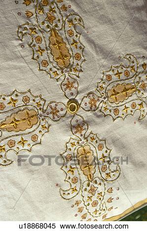 Stock Photography - Close-up of intricately gold embroidered traditional Rajastani cushion. Fotosearch