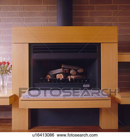 Close-up of modern fireplace View Large Photo Image Stock Photograph - Close-up of modern fireplace. Fotosearch