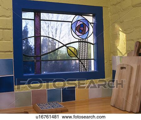 Close-up of modern stained glass window View Large Photo Image Stock Image - Close-up of modern stained glass window. Fotosearch