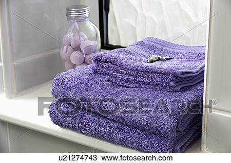 Close-up of purple towels View Large Photo Image Stock Image - Close-up of purple towels. Fotosearch