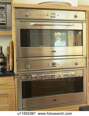 Stock Photo - Close-up of stainless steel oven. Fotosearch