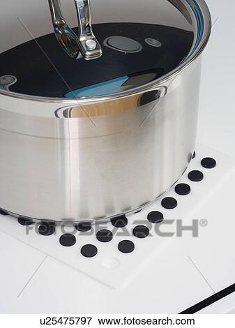 Stock Photo - Close-up of stainless steel pan. Fotosearch