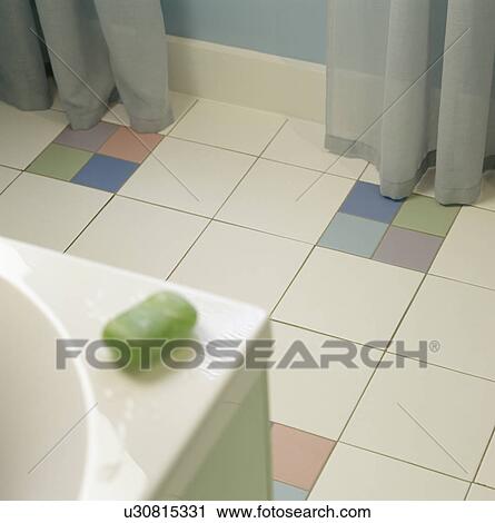 Close-up of white and pastel ceramic floor tiles View Large Photo Image Stock Image - Close-up of white and pastel ceramic floor tiles. Fotosearch