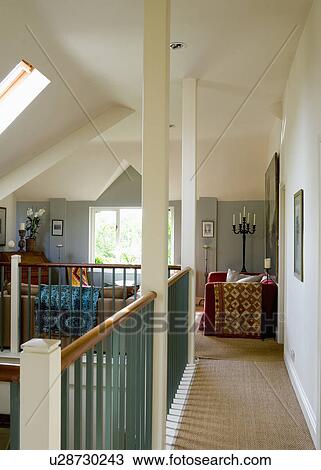 Coir carpet on landing to small attic living room View Large Photo Image Stock Image - Coir carpet on landing to small attic living room. Fotosearch