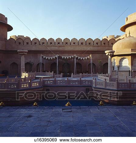 Courtyard at the Rajvilas Hotel near Jaipur in Rajastan View Large Photo Image Stock Photo - Courtyard at the Rajvilas Hotel near Jaipur in Rajastan. Fotosearch