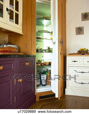 Door open on large larder refrigerator View Large Photo Image Stock Photo - Door open on large larder refrigerator. Fotosearch
