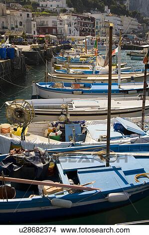 Fishing boats moored in the harbour, Marina Grande, Capri, Italy View Large Photo Image Picture - Fishing boats moored in the harbour, Marina Grande, Capri, Italy. Fotosearch