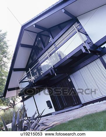 Large black+white modern country house with balcony View Large Photo Image Stock Image - Large black+white modern country house with balcony. Fotosearch
