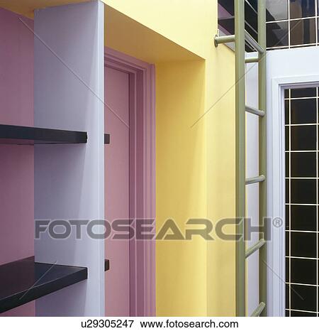 Mauve door and pastel blue wall in modern hall View Large Photo Image Stock Photo - Mauve door and pastel blue wall in modern hall. Fotosearch
