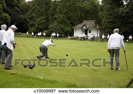 Men playing bowls on the green in Country Durham View Large Photo Image Stock Photo - Men playing bowls on the green in Country Durham . Fotosearch