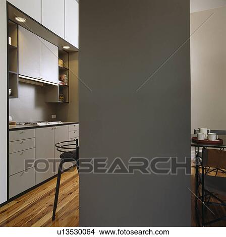 Modern grey and white kitchen View Large Photo Image Picture - Modern grey and white kitchen. Fotosearch