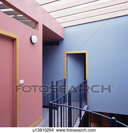 Modern pink and blue landing View Large Photo Image Picture - Modern pink and blue landing. Fotosearch