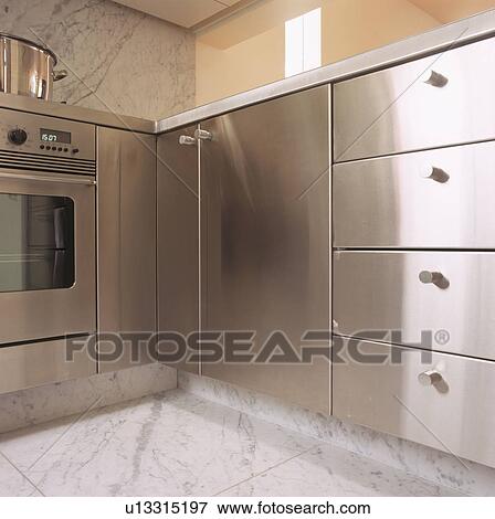 Modern stainless steel kitchen View Large Photo Image Stock Photo - Modern stainless steel kitchen. Fotosearch