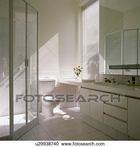 Modern white bathroom View Large Photo Image Stock Image - Modern white bathroom. Fotosearch